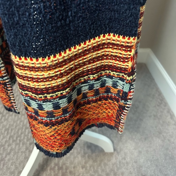 Navy Hooded Sweater with Tribal Accents - Picture 4 of 5